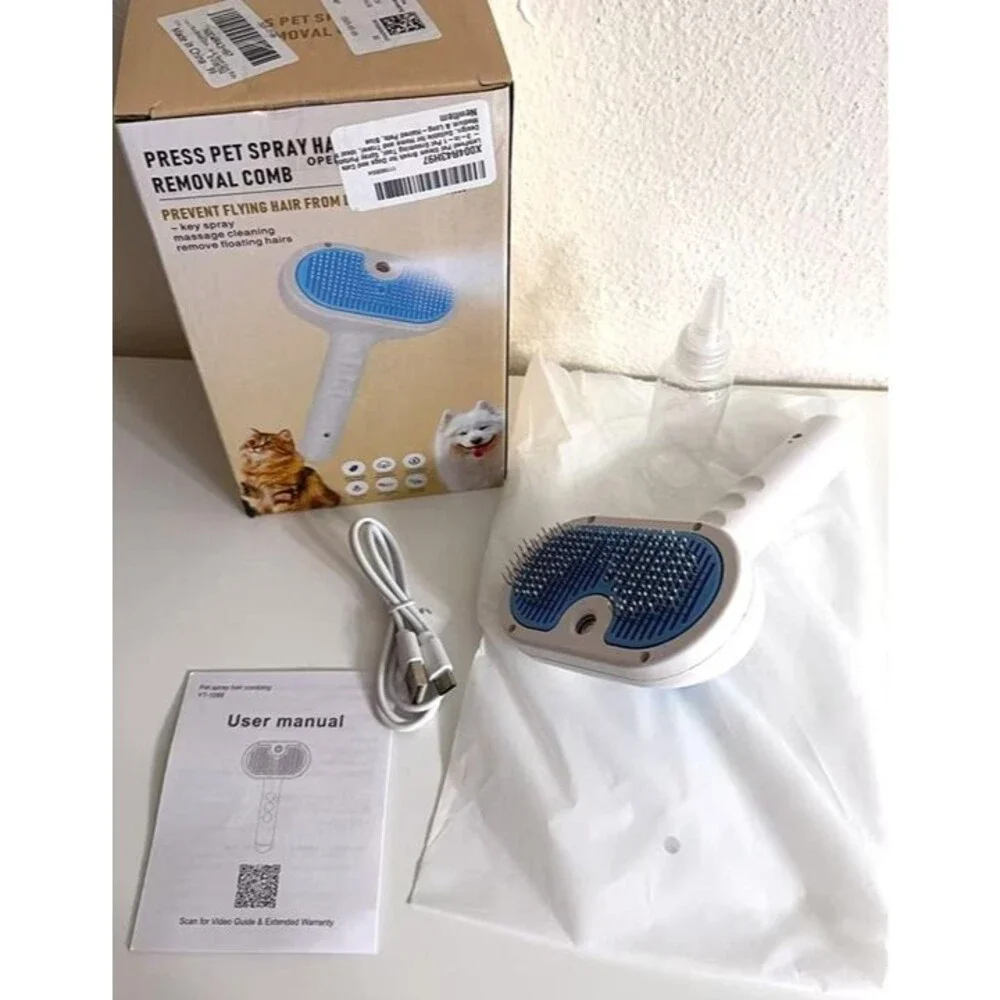 Pet Steam Brush for Dog & Cat - 3-in-1 Steam Grooming Brush
